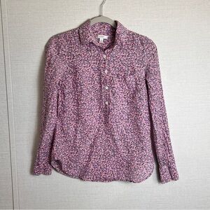 J. Crew Pink Floral Long Sleeve Silk Blend Button Up Blouse Lightweight‎ Size 00